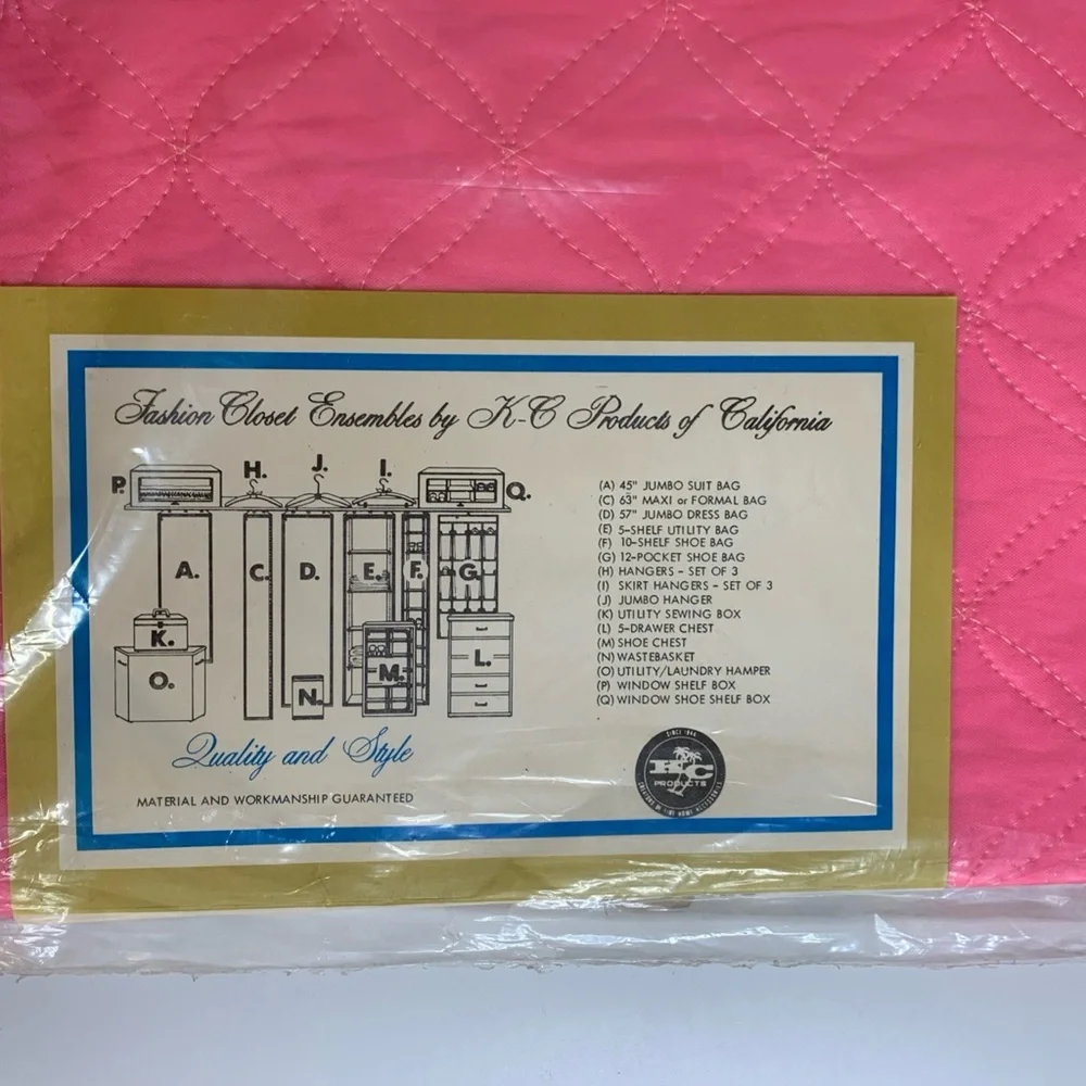 Vibrant Pink Quilted Garment Bag vintage MOD 1960’s dress storage